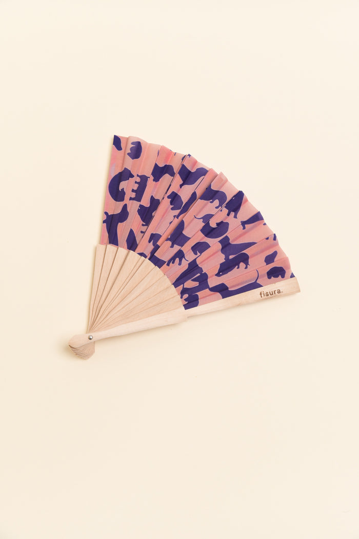 Sausage Dog Pink Hand Fan