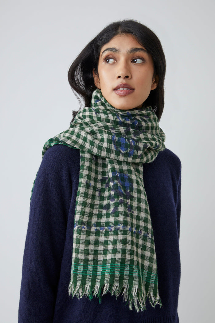 Scarf #693 Flowers British Green