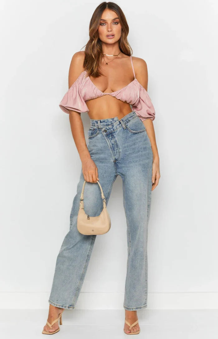 Selbie Puff Sleeve Top Pink