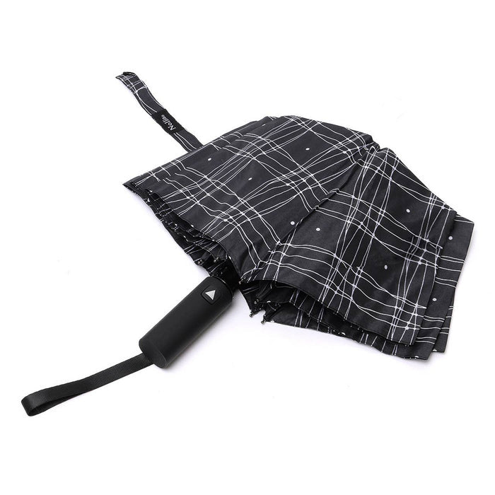 SELINI Compact Black/White Line-auto open umbrella-UM3224-BK