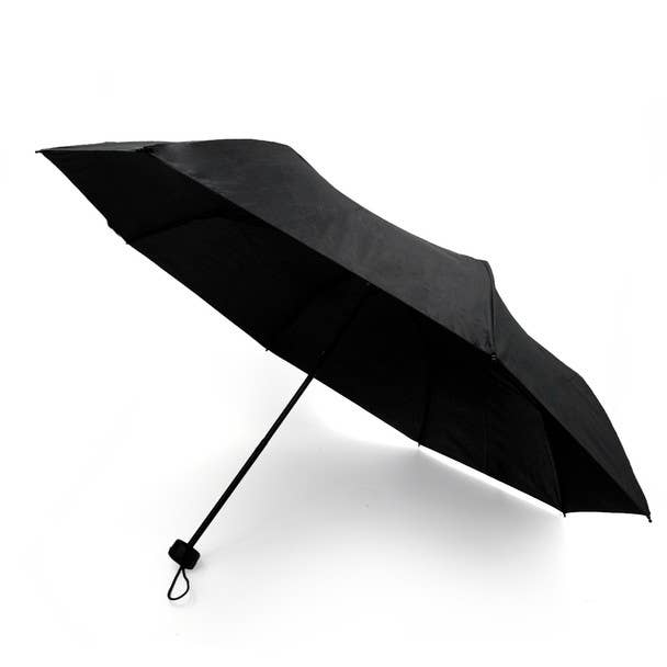 SELINI Compact Solid Black Travel Umbrella
