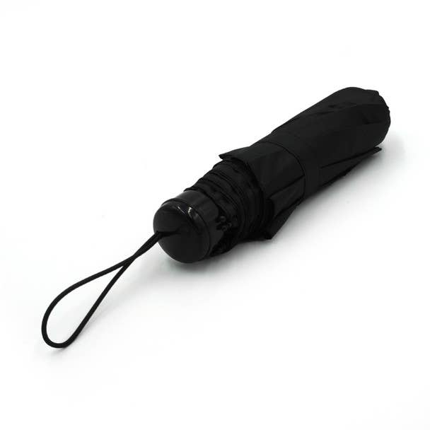 SELINI Compact Solid Black Travel Umbrella