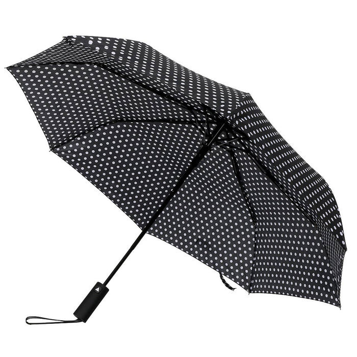 SELINI Compact Umbrella with White Polka Dots - Auto Open Umbrella