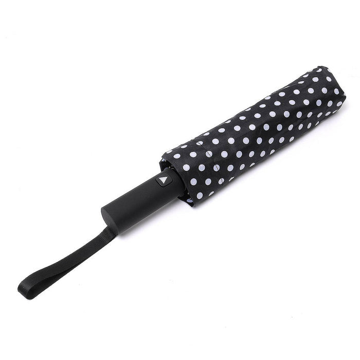 SELINI Compact Umbrella with White Polka Dots - Auto Open Umbrella