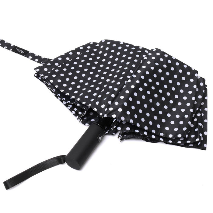 SELINI Compact Umbrella with White Polka Dots - Auto Open Umbrella