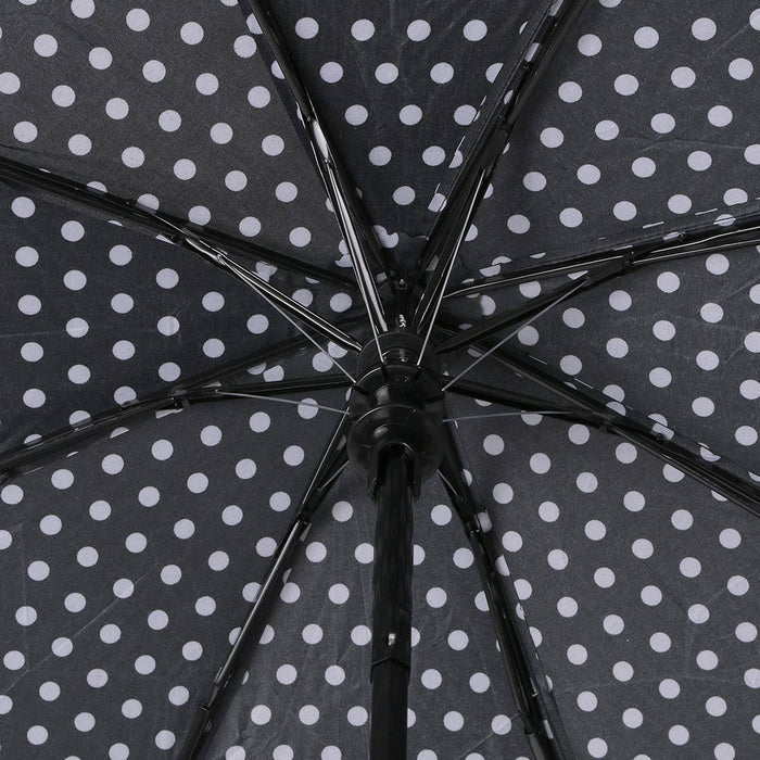 SELINI Compact Umbrella with White Polka Dots - Auto Open Umbrella