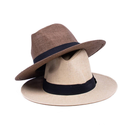 SELINI Men's S/S Flat Brim Black Banded Fashion Fedora hat-FSS17137