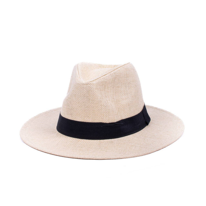 SELINI Men's S/S Flat Brim Black Banded Fashion Fedora hat-FSS17137