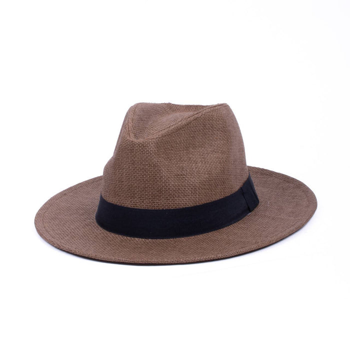 SELINI Men's S/S Flat Brim Black Banded Fashion Fedora hat-FSS17137