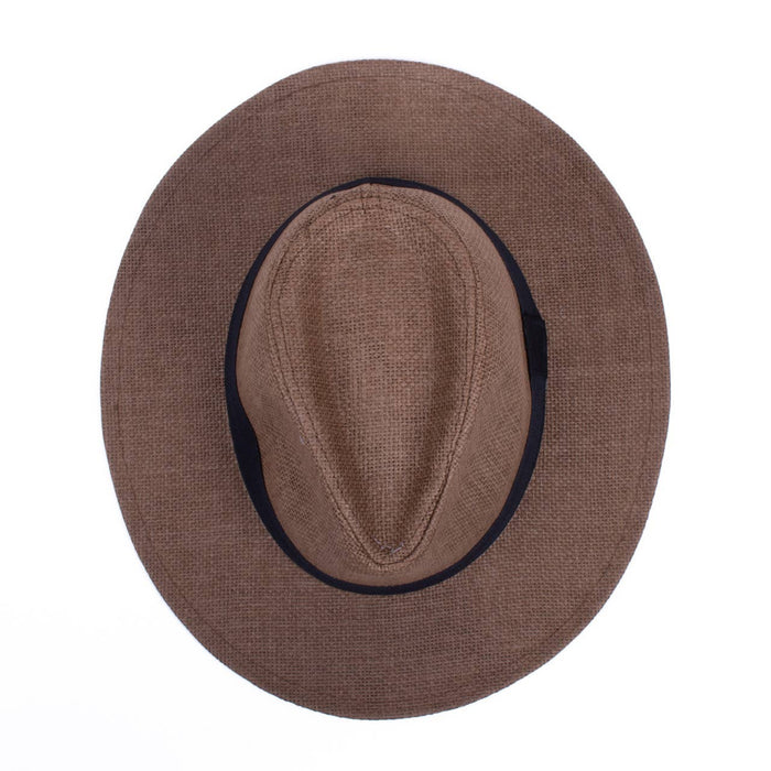 SELINI Men's S/S Flat Brim Black Banded Fashion Fedora hat-FSS17137