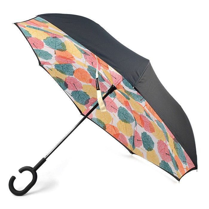 SELINI Multi Color Leaves Double Layer Inverted Umbrella