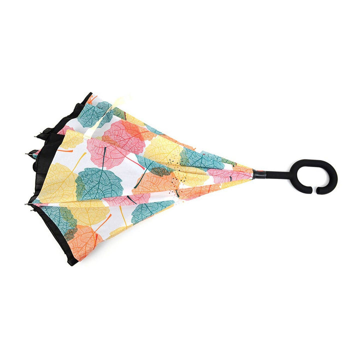SELINI Multi Color Leaves Double Layer Inverted Umbrella