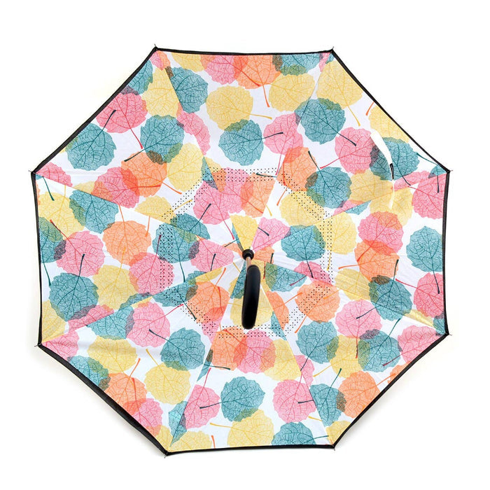 SELINI Multi Color Leaves Double Layer Inverted Umbrella