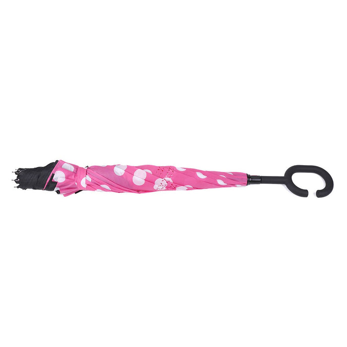 SELINI Pink Big Polka Dot Double Layer Inverted Umbrella - UM18063