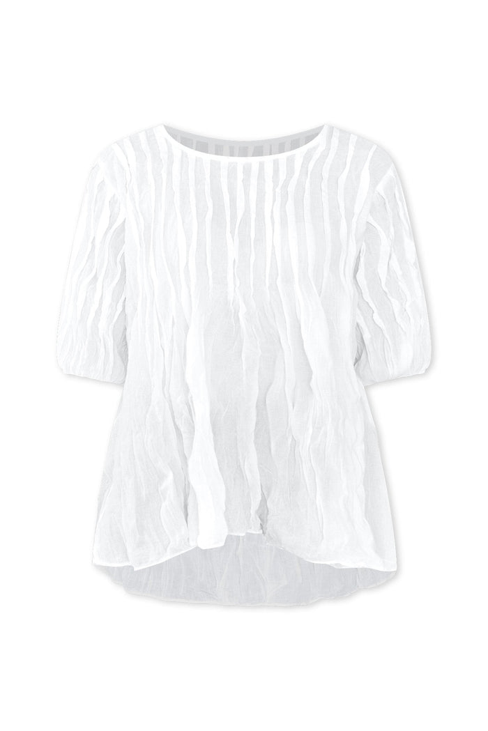 Selma White Crinkle Cotton Top,ghost-mani