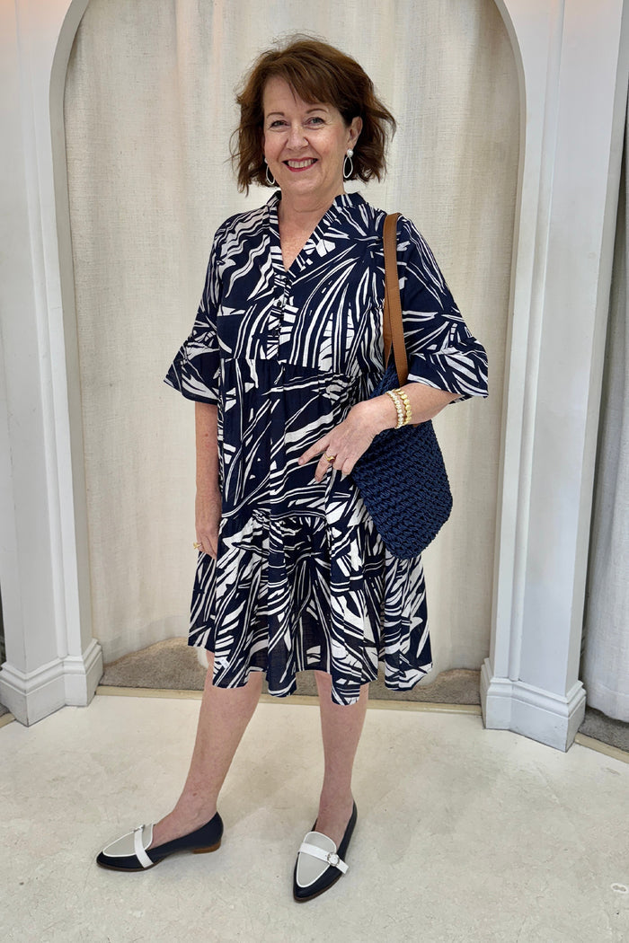 Senna Navy Burst Cotton Dress
