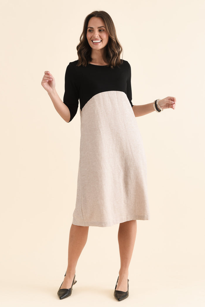 Sharnie Black Linen Blend Tee Dress