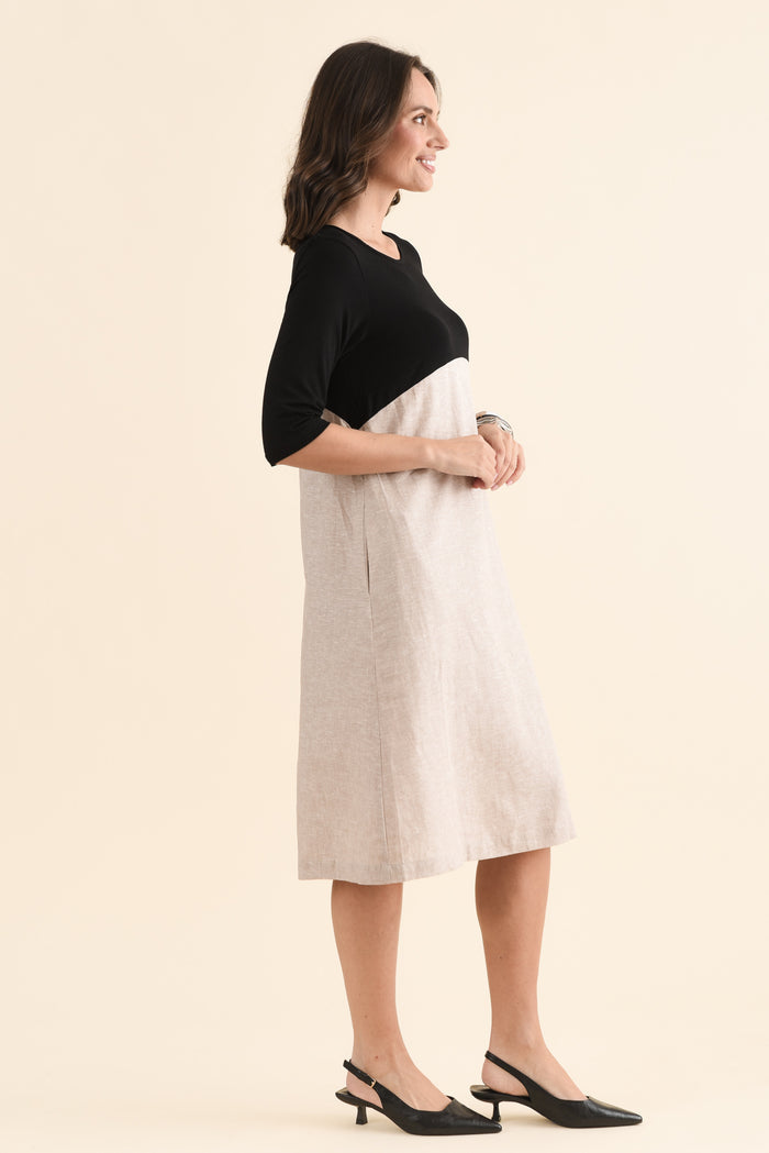 Sharnie Black Linen Blend Tee Dress