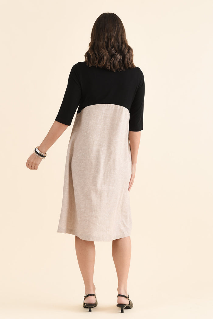 Sharnie Black Linen Blend Tee Dress