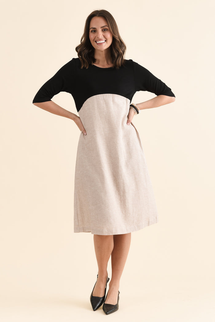 Sharnie Black Linen Blend Tee Dress