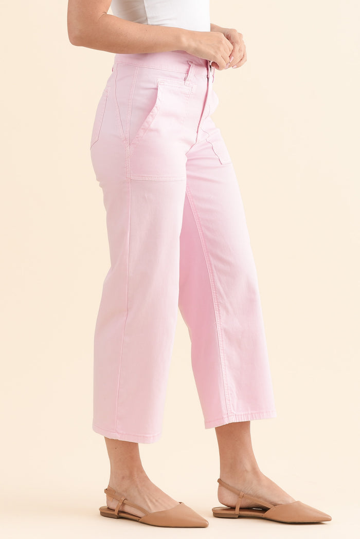 Sheridan Pink Cropped Jeans,Side,Brunette model,alt text|model:MJ