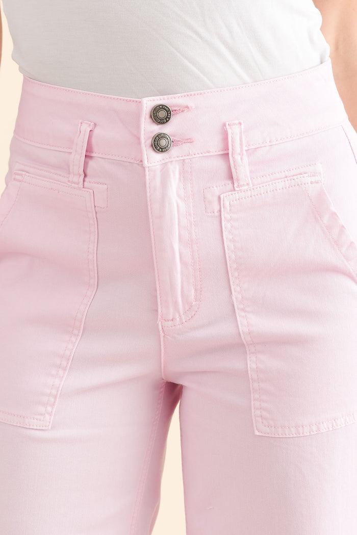 Sheridan Pink Cropped Jeans,Detail,Brunette model,alt text|model:MJ