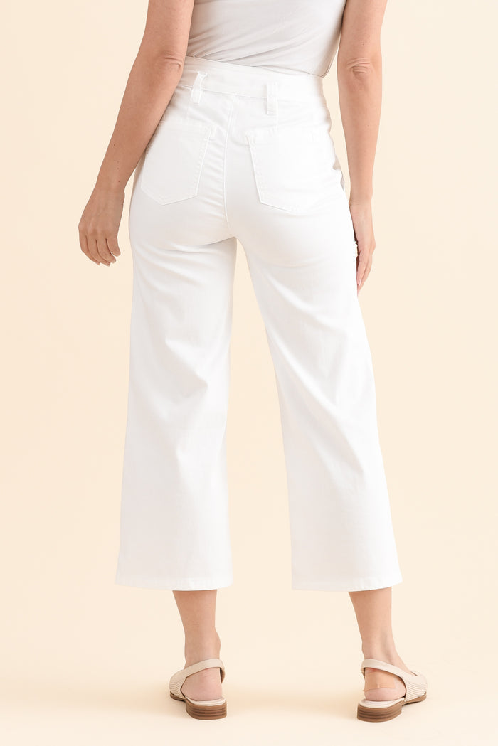 Sheridan White Cropped Jeans,Back,Brunette model,alt text|model:MJ