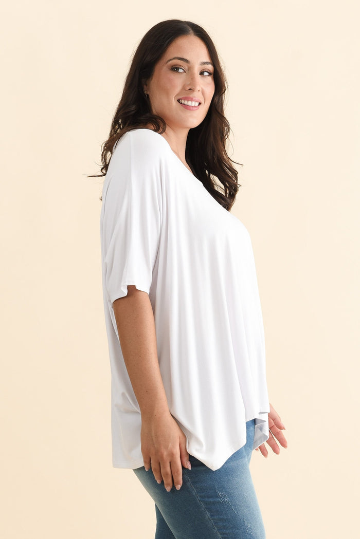 Sorronda White Bamboo Batwing Top