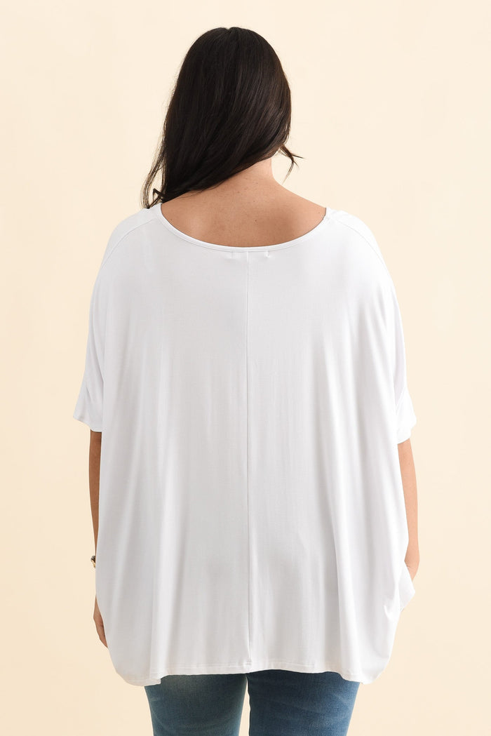 Sorronda White Bamboo Batwing Top