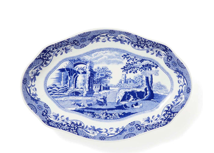 Spode Blue Italian Oval Fluted Dish