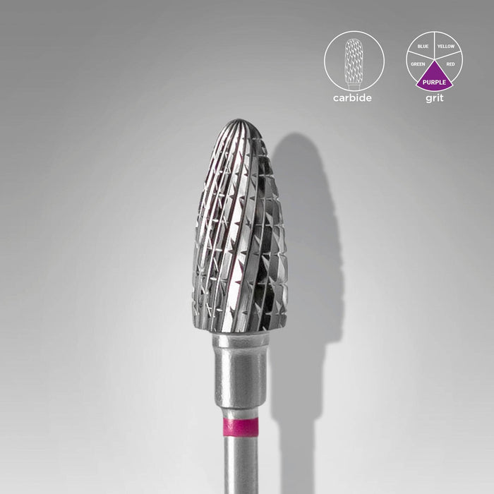 Staleks Carbide nail drill bit "corn" purple, 6 mm Drill Bit Staleks