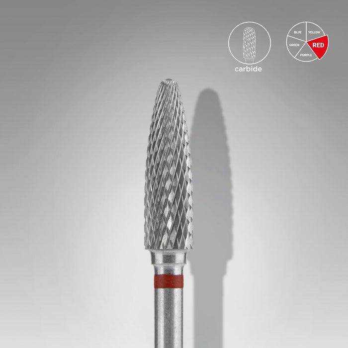 Staleks Carbide nail drill bit "corn" red, 4 mm Drill Bit Staleks