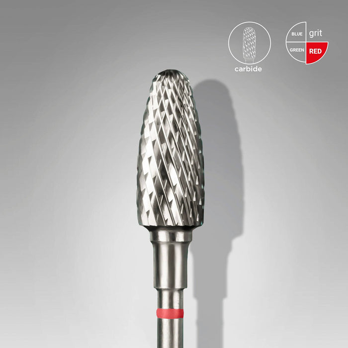 Staleks Carbide nail drill bit "corn" red, 6 mm Drill Bit Staleks