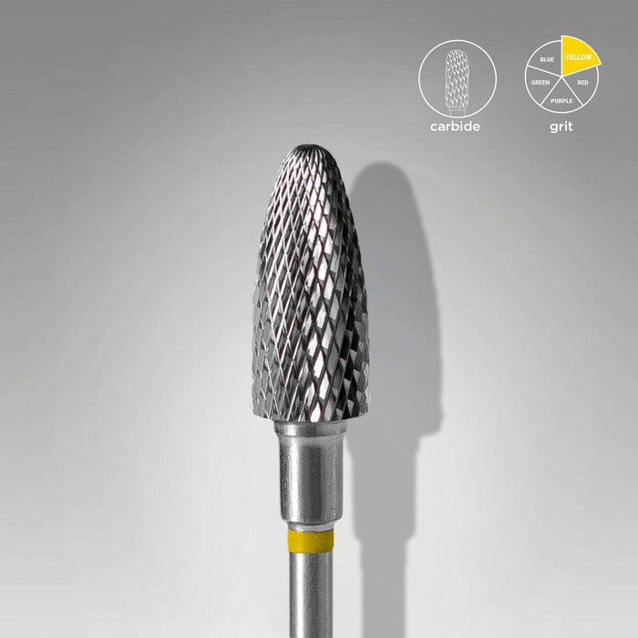 Staleks Carbide nail drill bit "corn" yellow, 6 mm Drill Bit Staleks