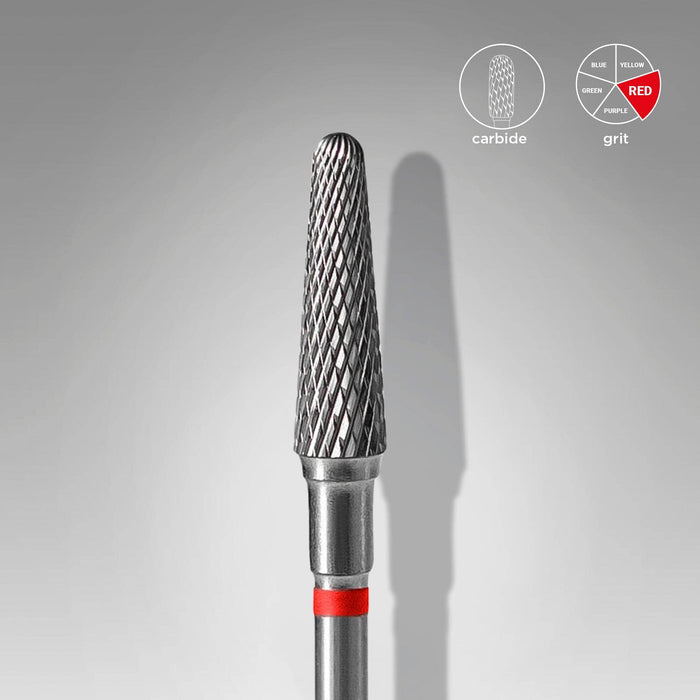 Staleks Carbide nail drill bit "frustum" red, 4 mm Drill Bit Staleks