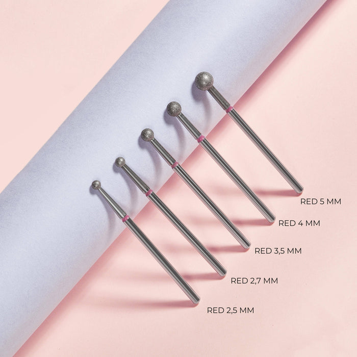 Staleks Diamond nail drill bit "ball" red, 5 mm Drill Bit Staleks