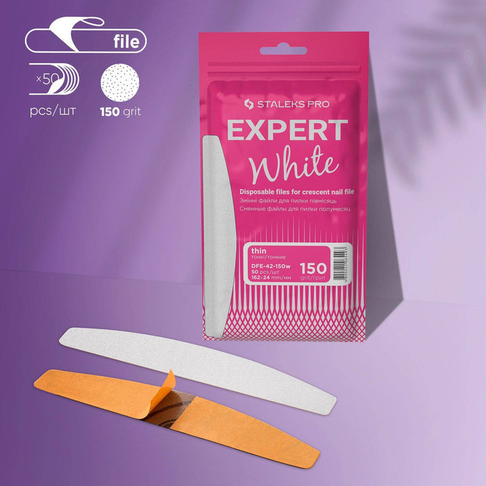 Staleks Disposable THIN White files for crescent nail file EXPERT 42 150 grit (50 pcs) Nail file Staleks