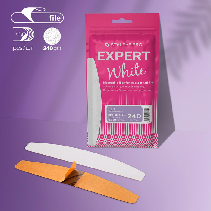 Staleks Disposable THIN White files for crescent nail file EXPERT 42 240 grit (50 pcs) Nail file Staleks