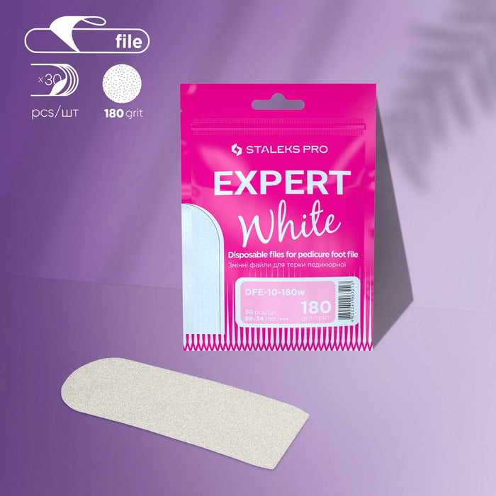 Staleks Disposable white refill pads for pedicure foot file EXPERT 10 180 grit (30 pcs) Nail file Staleks