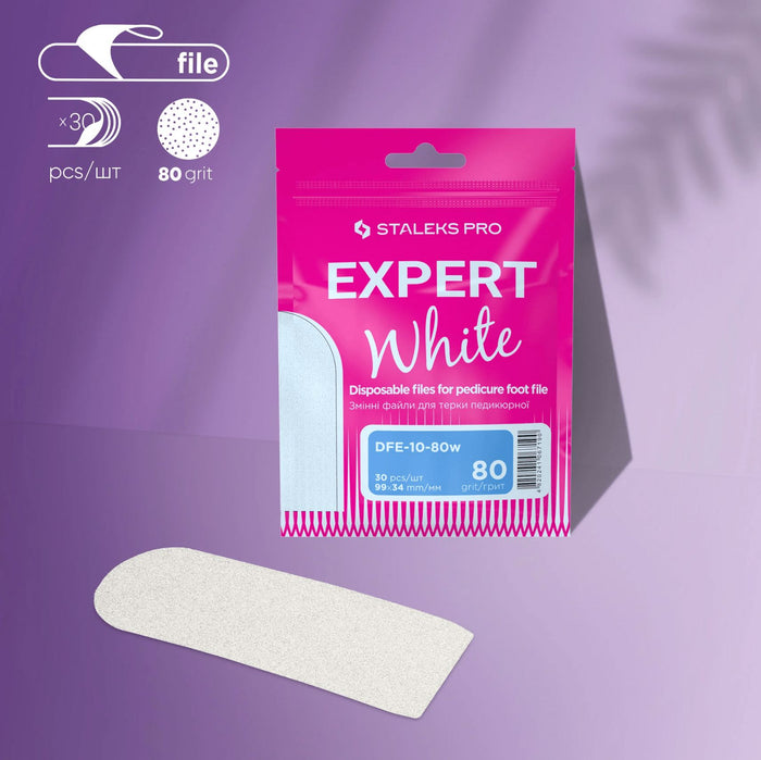 Staleks Disposable white refill pads for pedicure foot file EXPERT 10 80 grit (30 pcs) Nail file Staleks