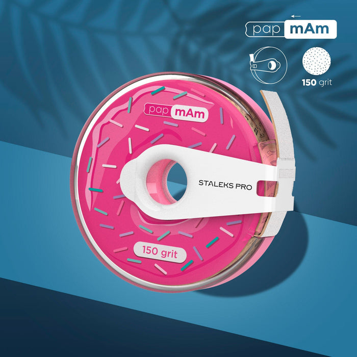 Staleks White disposable abrasive tape papmAm EXPERT 150 grit in a plastic case Nail file Staleks