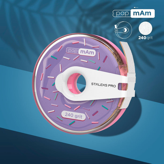 Staleks White disposable abrasive tape papmAm EXPERT 240 grit in a plastic case Nail file Staleks