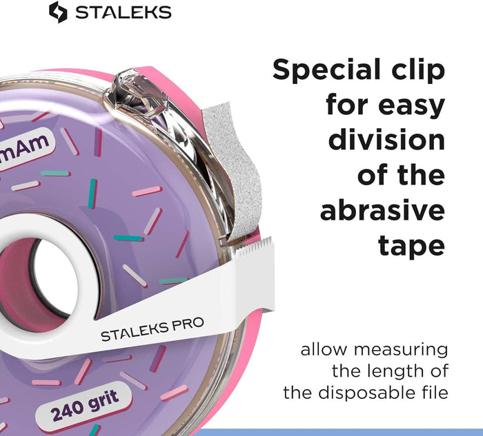 Staleks White disposable abrasive tape papmAm EXPERT 240 grit in a plastic case Nail file Staleks