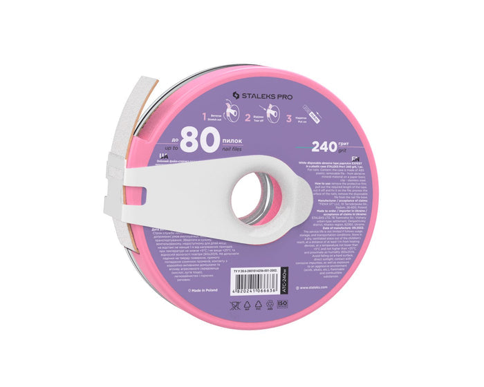 Staleks White disposable abrasive tape papmAm EXPERT 240 grit in a plastic case Nail file Staleks