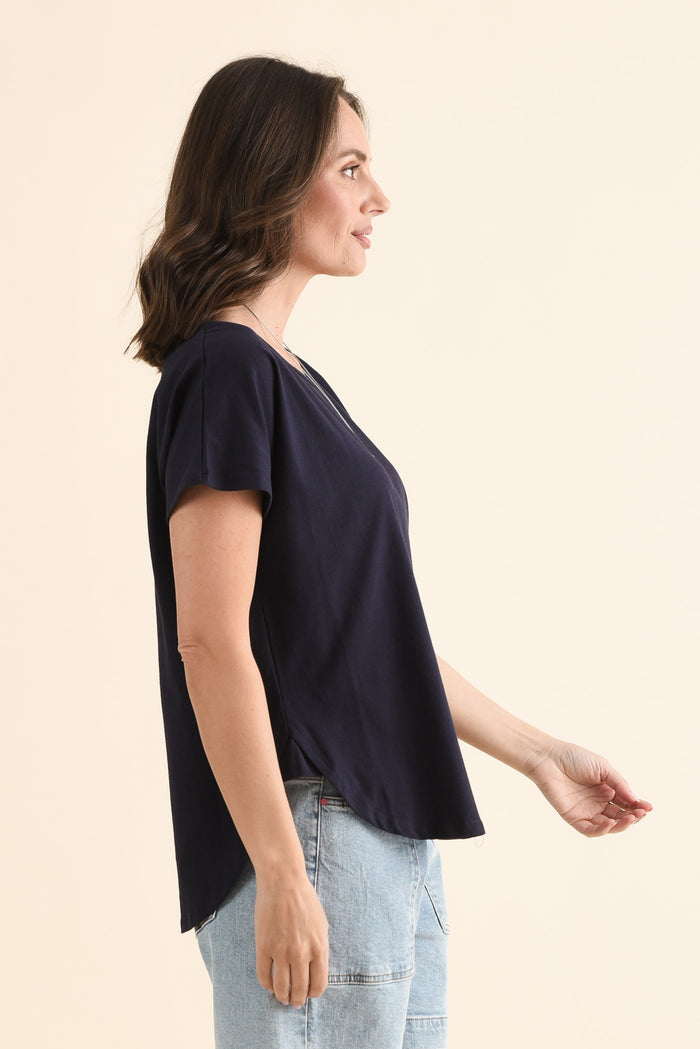 Stevie Navy Cotton Tee