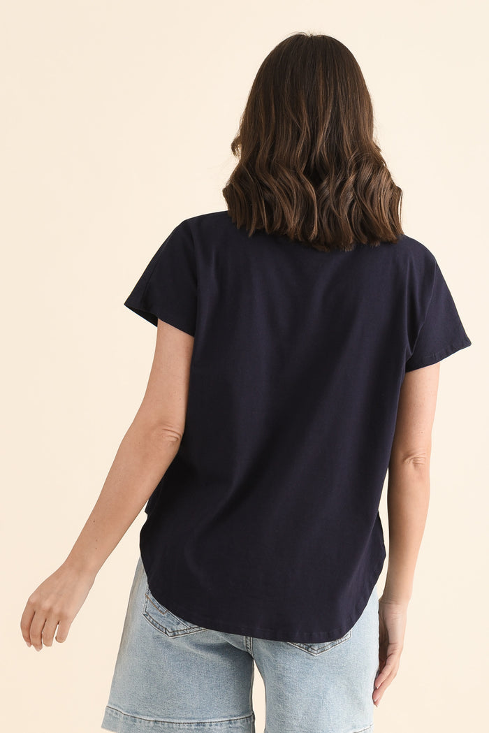 Stevie Navy Cotton Tee