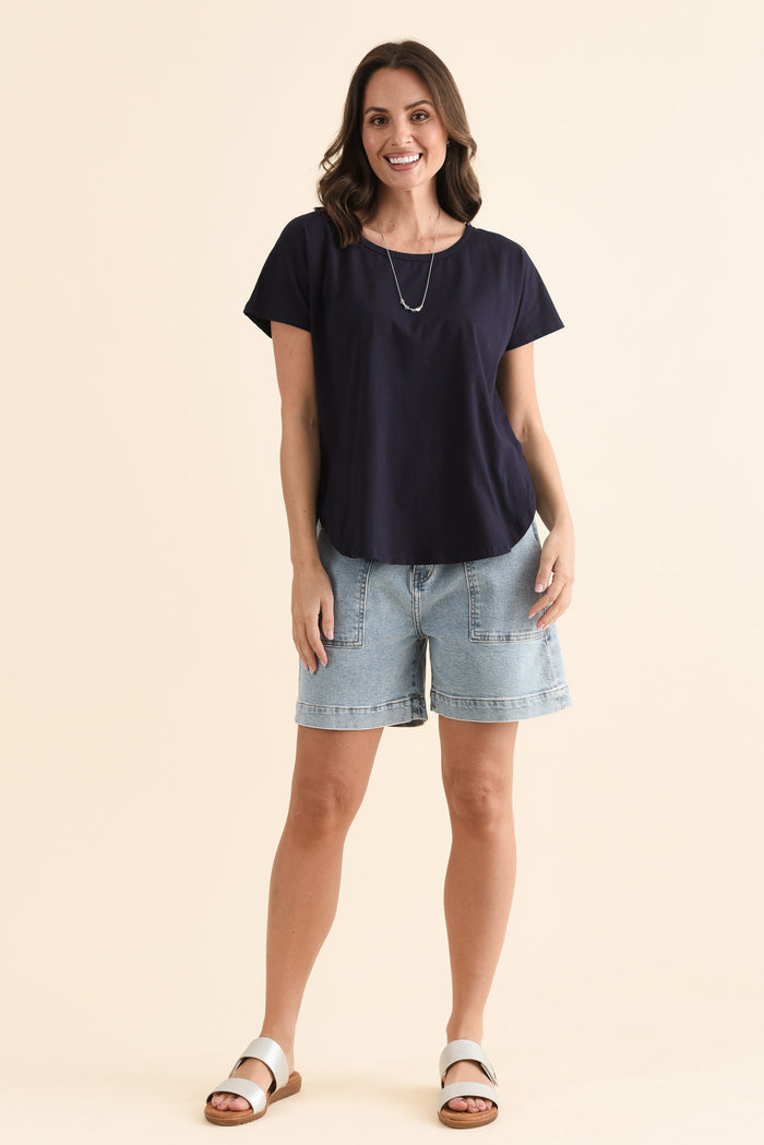 Stevie Navy Cotton Tee