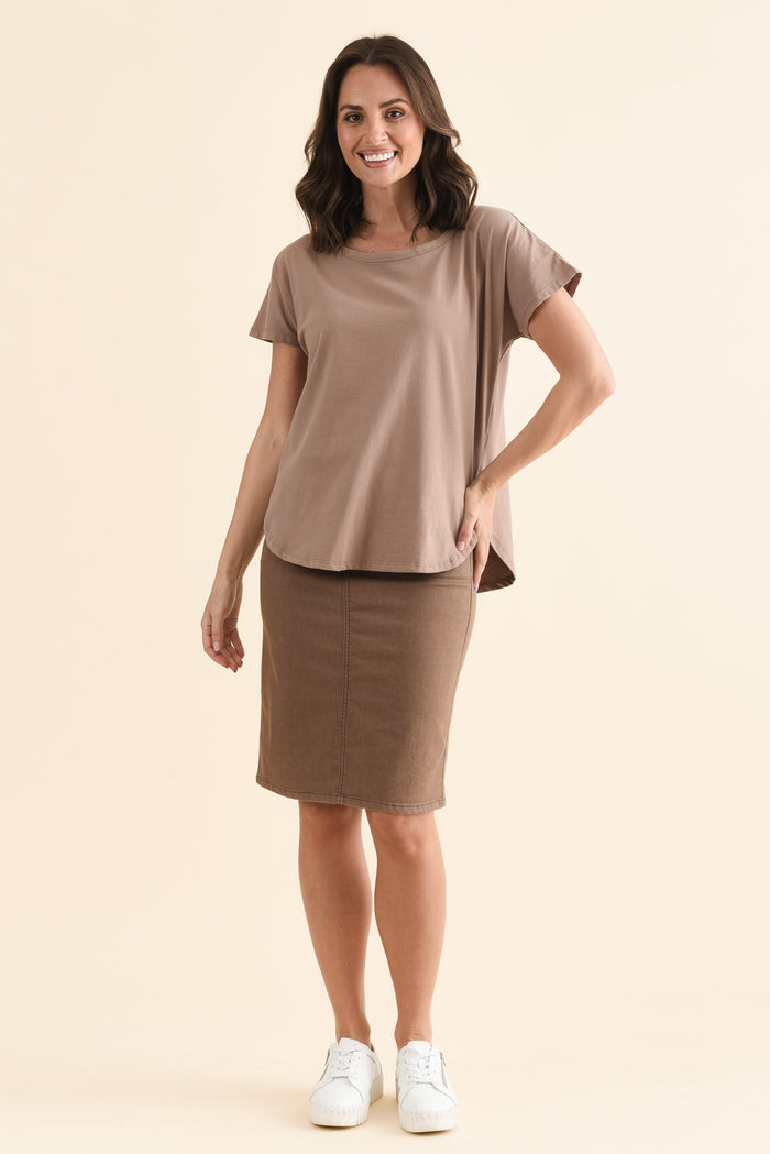 Stevie Taupe Cotton Tee