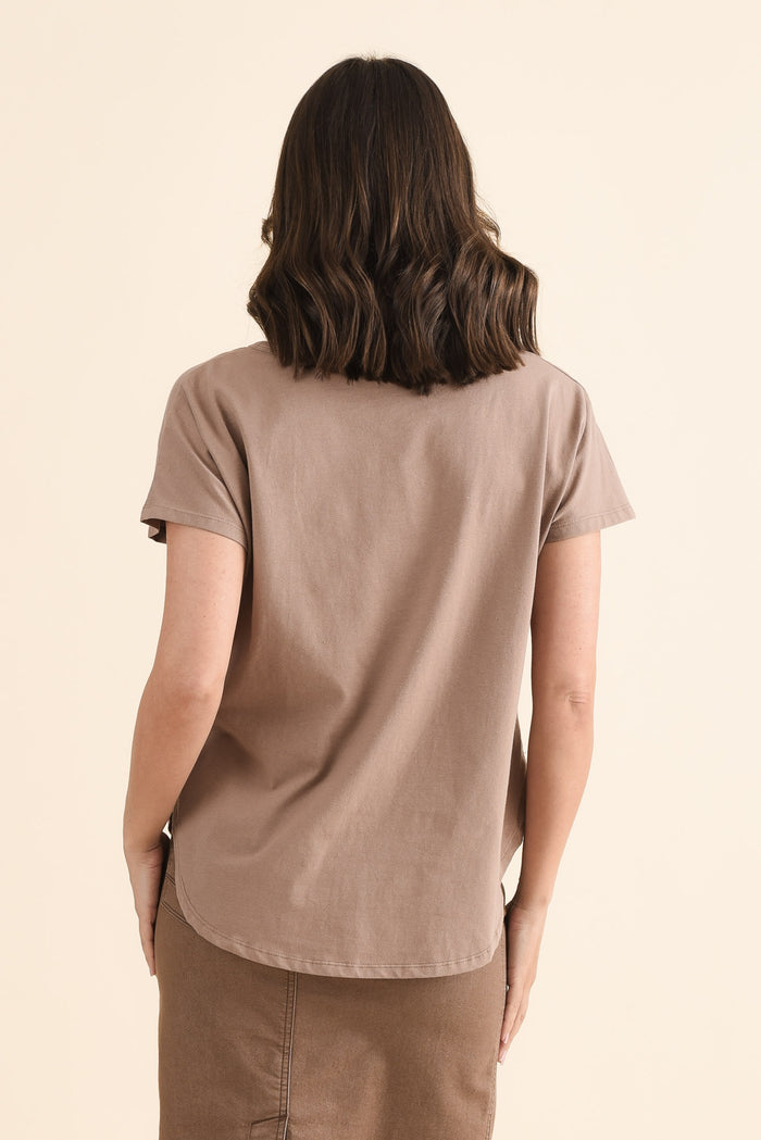 Stevie Taupe Cotton Tee
