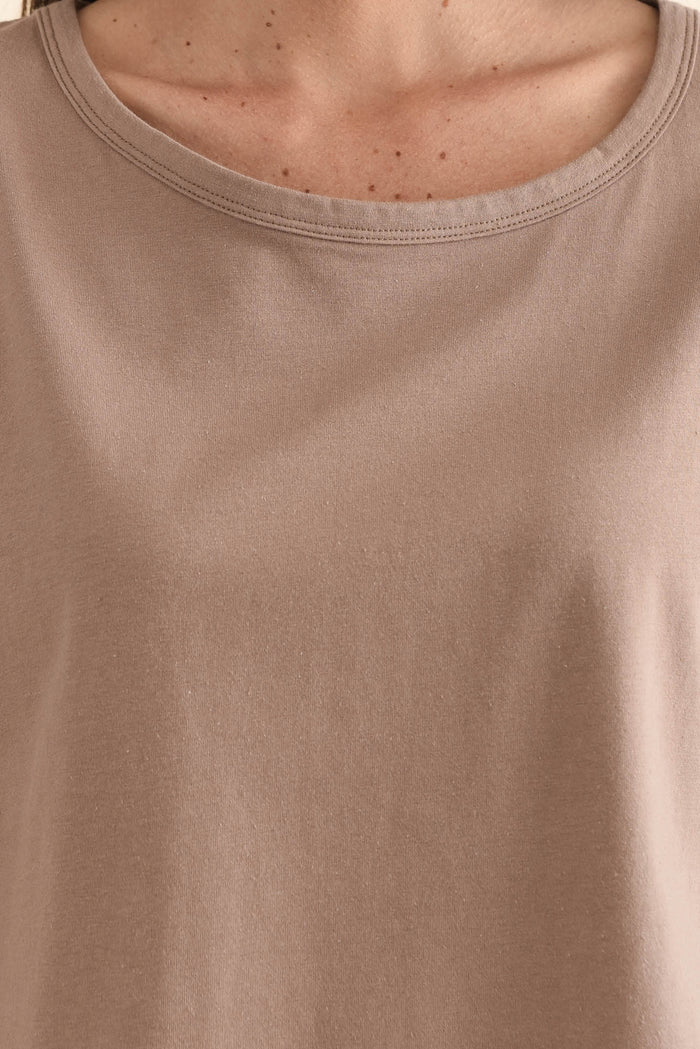 Stevie Taupe Cotton Tee